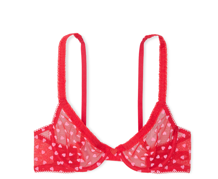 Brasier Victoria Secret  de media copa sin forro con corazones Tease 36B